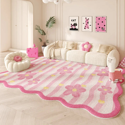 Navak Teppich Unregelmäßige Form Teppiche für Wohnzimmer Rosa Schlafzimmer Dekor Teppich Flauschig Weich Kinderzimmer Teppich Haushalt Verdickte Bodenmatte
