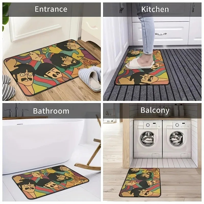 Navak Carpet 1 Stück Küchenteppich mit Zitronenmuster, rutschfeste Fußmatten, Pop-Art-Design, Wohnzimmerteppich, Badematte, Teppich für Zuhause, Waschbecken, Wäschedekor