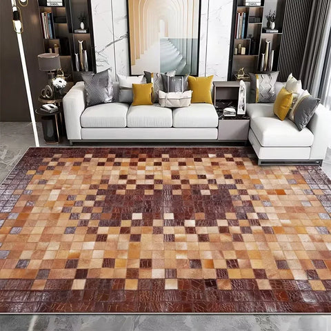 Navak Teppich, moderner Rindsleder-Imitat, luxuriöser Wohnzimmerteppich, Sofa-Teppich, Schlafzimmer, großer dekorativer Teppich, waschbar, Anti-Rutsch-Matte für die Veranda