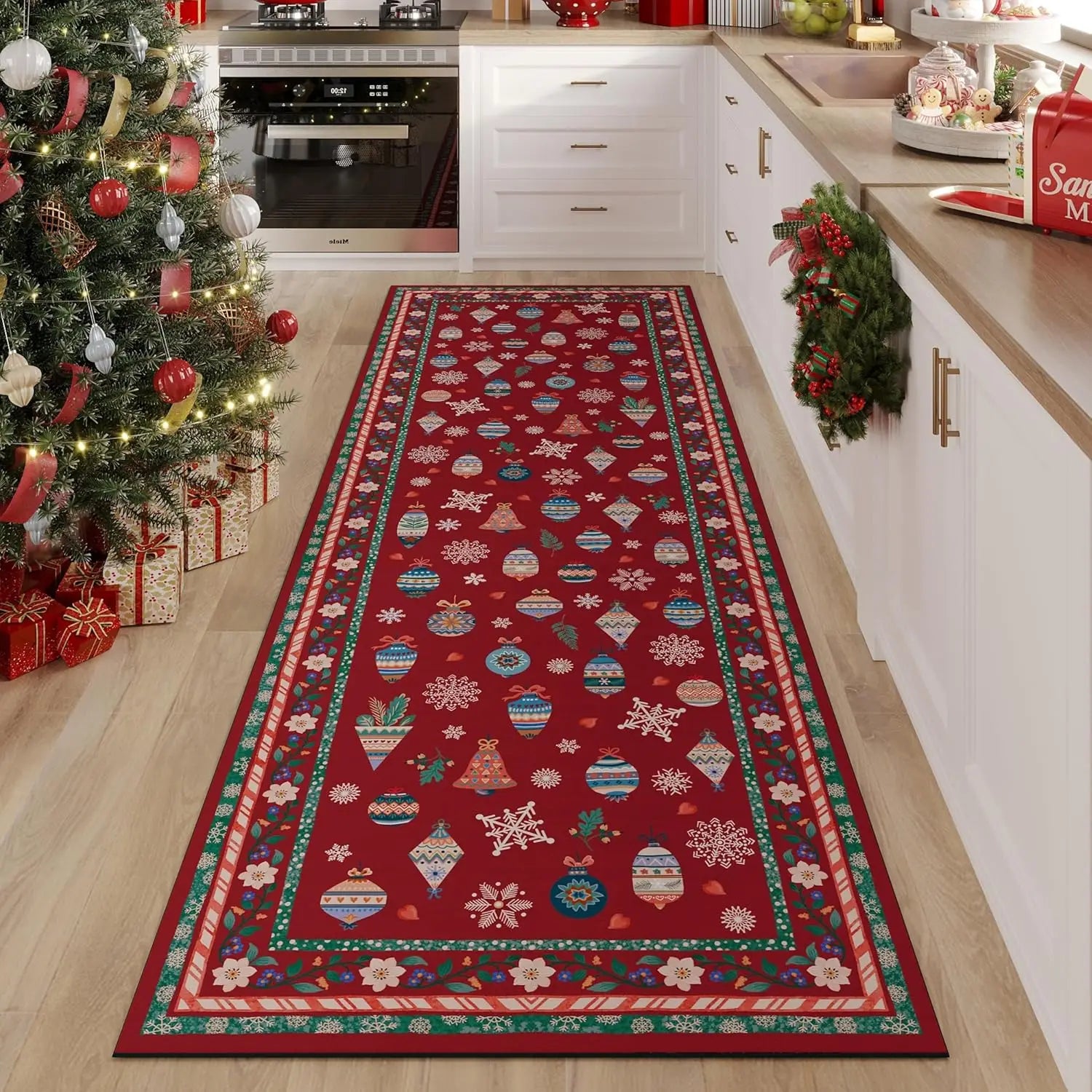Navak Carpet Exclusive Picks Läuferteppich für Flure und Küchen, rutschfest, maschinenwaschbar, mit Gummirückseite, weiche Blumenteppiche für die Küchendekoration