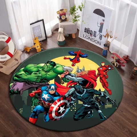 Navak Carpet Daily Picks DISNEY Marvel The Avengers Runder Teppich Anime-Teppich Rutschfeste Spielmatte Niedliche Bodenteppiche für Wohnzimmer, Schlafzimmer, Kindermatten