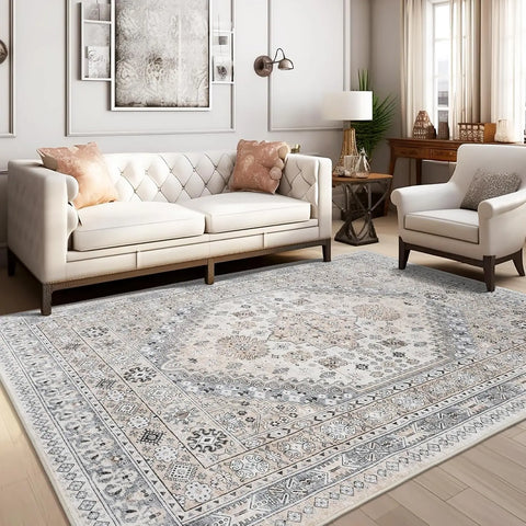 Navak Carpet zesthomeArea Rugs - Ultradünner, waschbarer Teppich, schmutzabweisender Teppich mit rutschfester Rückseite für Wohnzimmer, Schlafzimmer, Vintage Home De