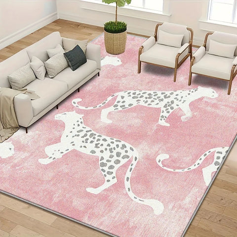 Navak Carpet Moderne Teppichmatte mit Leopardenmuster – große rechteckige rosa Bodenmatte für Wohnzimmer, Schlafzimmer, Kinderzimmer, Heimdekoration, Schlafzimmer