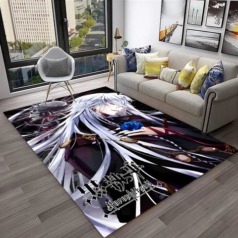 Navak Teppich, 3D-Anime, Black Butler, Cartoon-Teppich für Zuhause, Wohnzimmer, Schlafzimmer, Sofa, Fußmatte, Dekoration, Kinderspielbereich, rutschfeste Bodenmatte