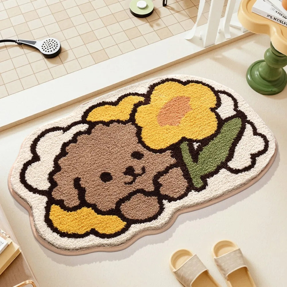 Navak Carpet Exclusive Picks Cartoon-Frosch-Eingangsteppich, saugfähig, rutschfest, leicht zu reinigen, Wohnzimmer, Schlafzimmer, Ins-Stil, niedlicher Heimdekorationsteppich