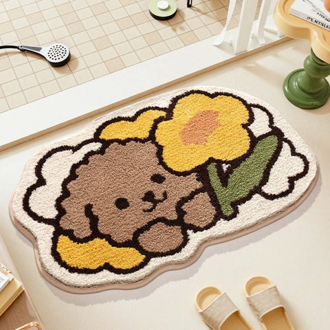 Navak Carpet Exclusive Picks Cartoon-Frosch-Eingangsteppich, saugfähig, rutschfest, leicht zu reinigen, Wohnzimmer, Schlafzimmer, Ins-Stil, niedlicher Heimdekorationsteppich