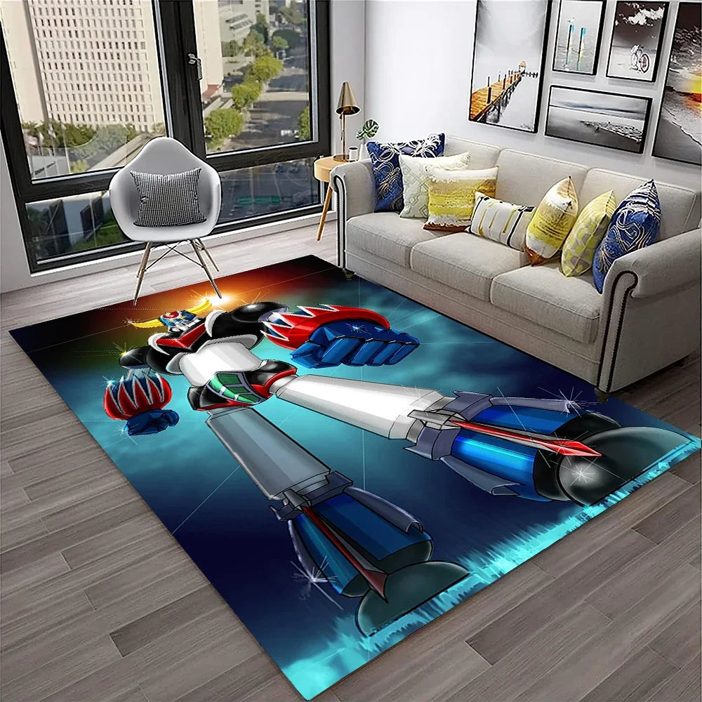 Navak Teppich, 3D-Cartoon-UFO-Roboter Grendizer, Anime-Teppich für Zuhause, Wohnzimmer, Schlafzimmer, Sofa, Fußmatte, Dekor, Kinderbereich, rutschfeste Bodenmatte