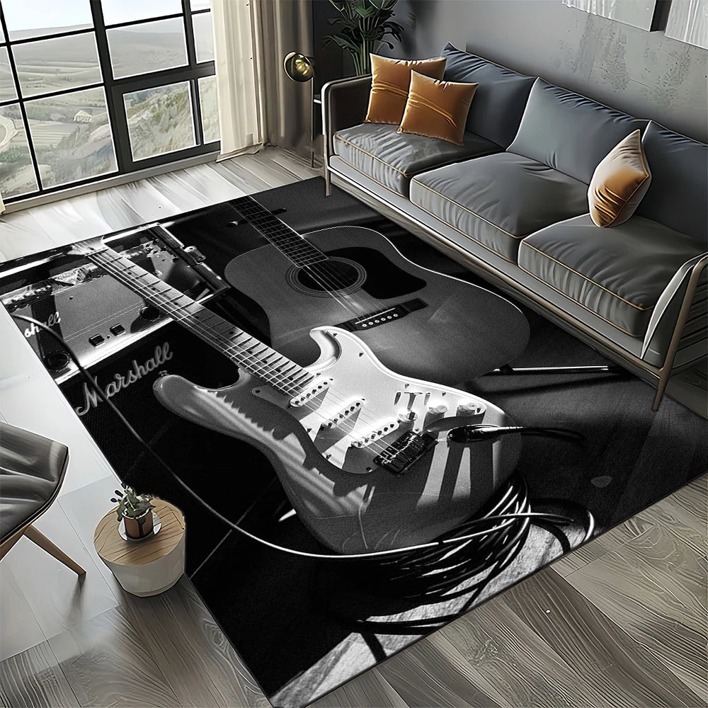 Navak Carpet 27 Style New 3D Fender Retro Gitarreninstrumente Musik Teppich Teppich für Wohnzimmer Schlafzimmer Zuhause Sofa Dekoration, rutschfeste Bodenmatte