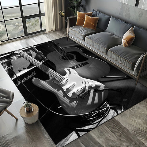 Navak Carpet 27 Style New 3D Fender Retro Gitarreninstrumente Musik Teppich Teppich für Wohnzimmer Schlafzimmer Zuhause Sofa Dekoration, rutschfeste Bodenmatte