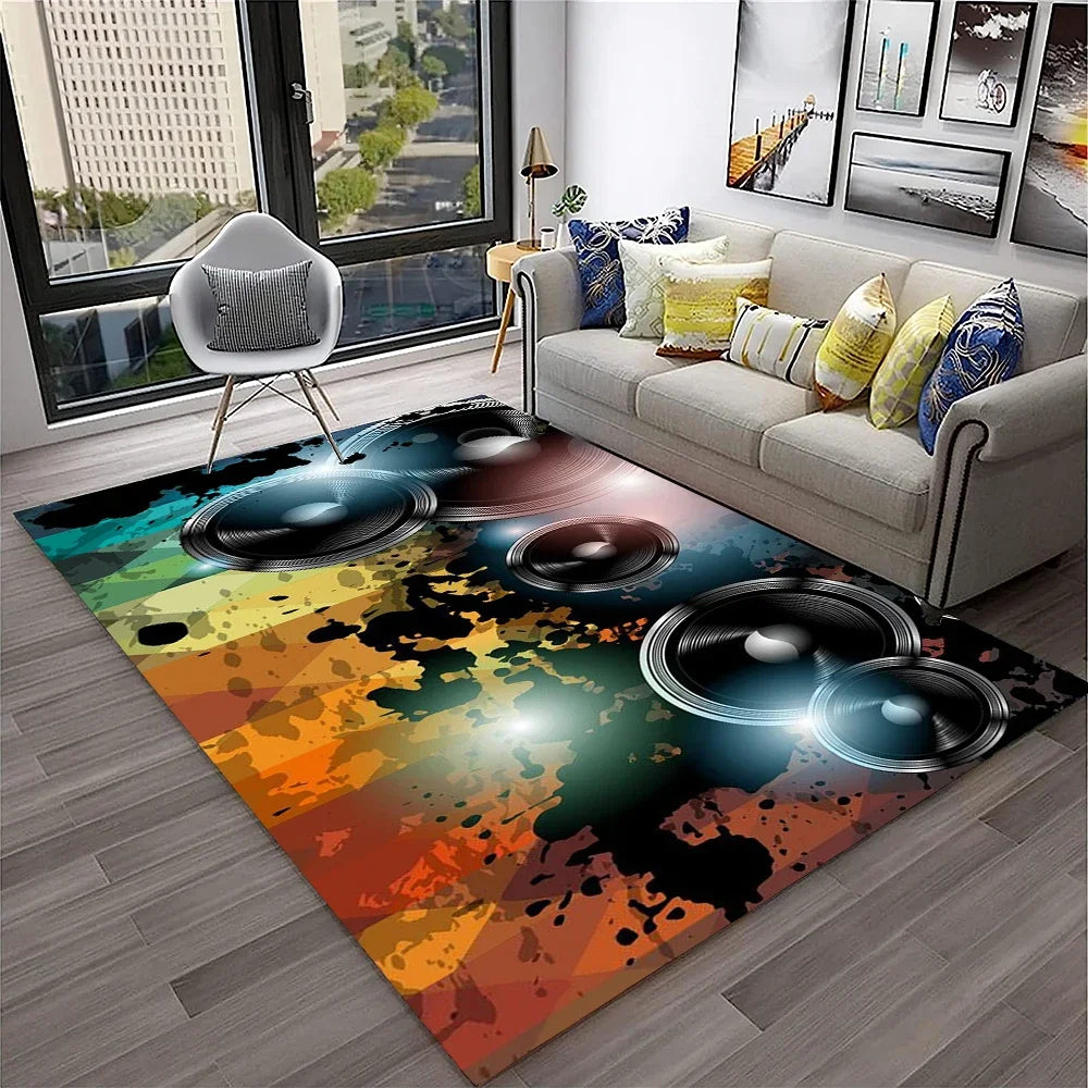 Navak Teppich, 3D-Retro-Vinyl-Schallplatte, Musikkunst, Teppich für Zuhause, Wohnzimmer, Schlafzimmer, Sofa, Fußmatte, Dekoration, Kinderspielbereich, rutschfeste Bodenmatte