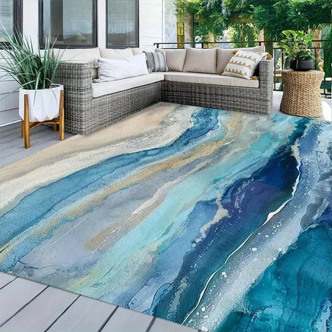 Navak Carpet Golden Diamond Velvet Dot Plüschunterseite 1 Stück Küstenblauer Marmor-Teppich, vielseitige Matte für drinnen und draußen für Zuhause