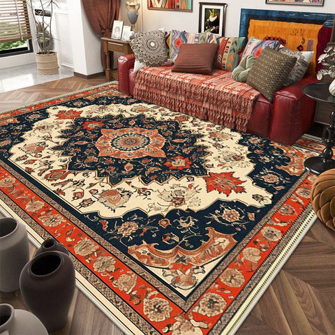 Navak Carpet Retro American Style Persia Carpet Living Room Decoration Coffee Table Area Floor Mat Non-slip Bedroom Cloakroom Washable Rugs