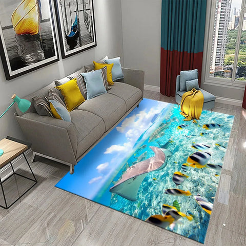 Navak Teppich 3D Hawaiian Meer Ozean Tropische Fische Teppich Wohnzimmer Fisch Tier Muster Kinder Schlafzimmer Weiche Boden Dekor