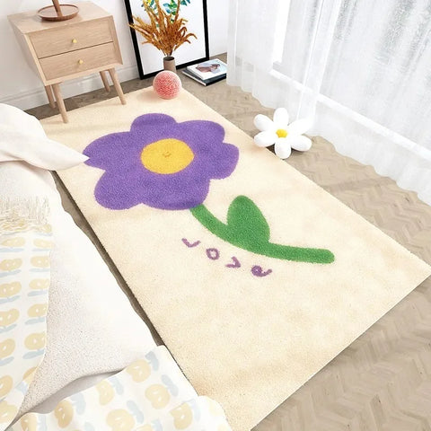 Navak Carpet Flower Bedroom Bedside Carpet Runner Rug Long Carpets Soft Fluffy Floor Mats Flowers Cute Sweet Girl Home Decoration Rugs