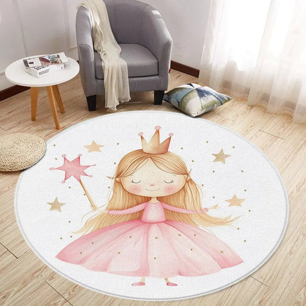 Navak Teppich Cartoon Löwe Liebe Bär Runder Teppich Wohnzimmer Dekoration Kaninchen Bär Waldtiere Schlafzimmer Teppiche Heimmatten Waschbare Freizeitteppiche