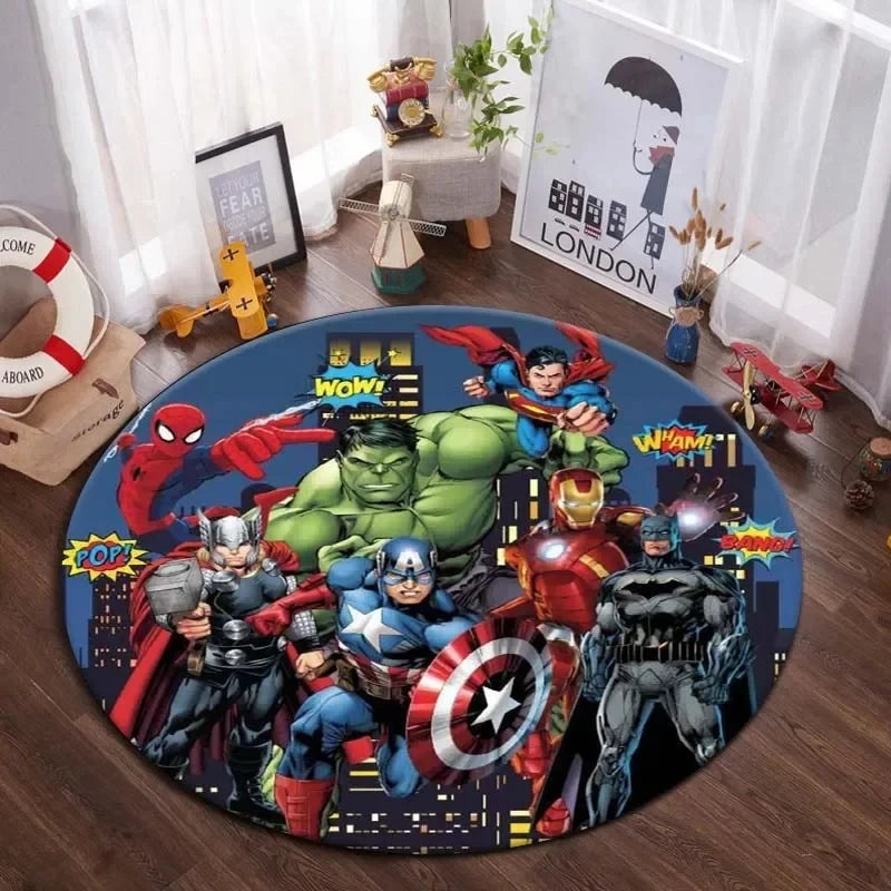 Navak Carpet Daily Picks DISNEY Marvel The Avengers Runder Teppich Anime-Teppich Rutschfeste Spielmatte Niedliche Bodenteppiche für Wohnzimmer, Schlafzimmer, Kindermatten