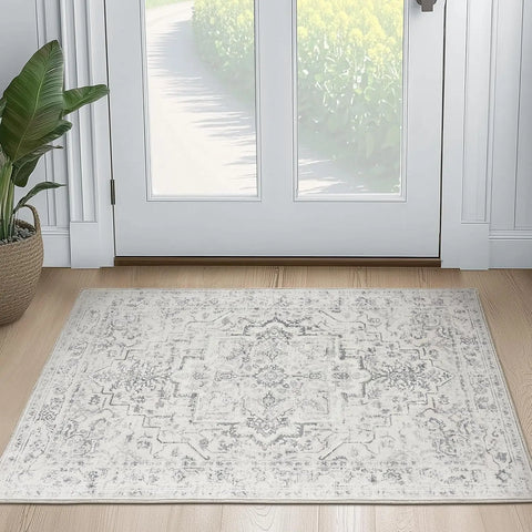 Navak Carpet Crystal velvet carpetVintage DistressedArea Rugs for Living Room Bedroom Non Slip Washable, Medallion Pattern Printed Low