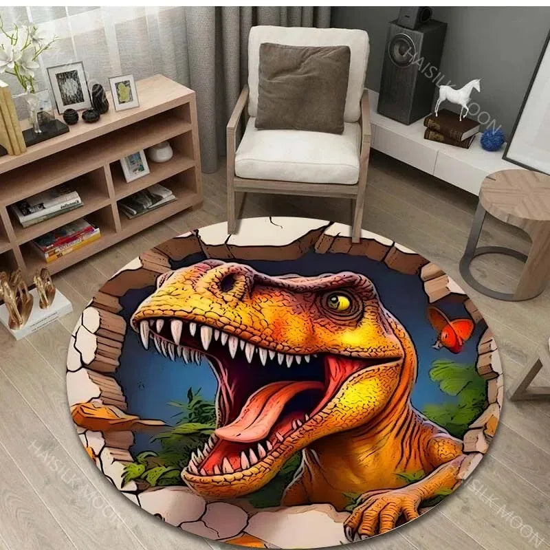 Navak Teppich, 3D-Dinosaurier-Druck, runde Teppiche für den Schlafzimmerbereich, Fußmatten für Kinderzimmer, Badematte, Teppich, Wohnzimmer, Heimdekoration für Geschenke