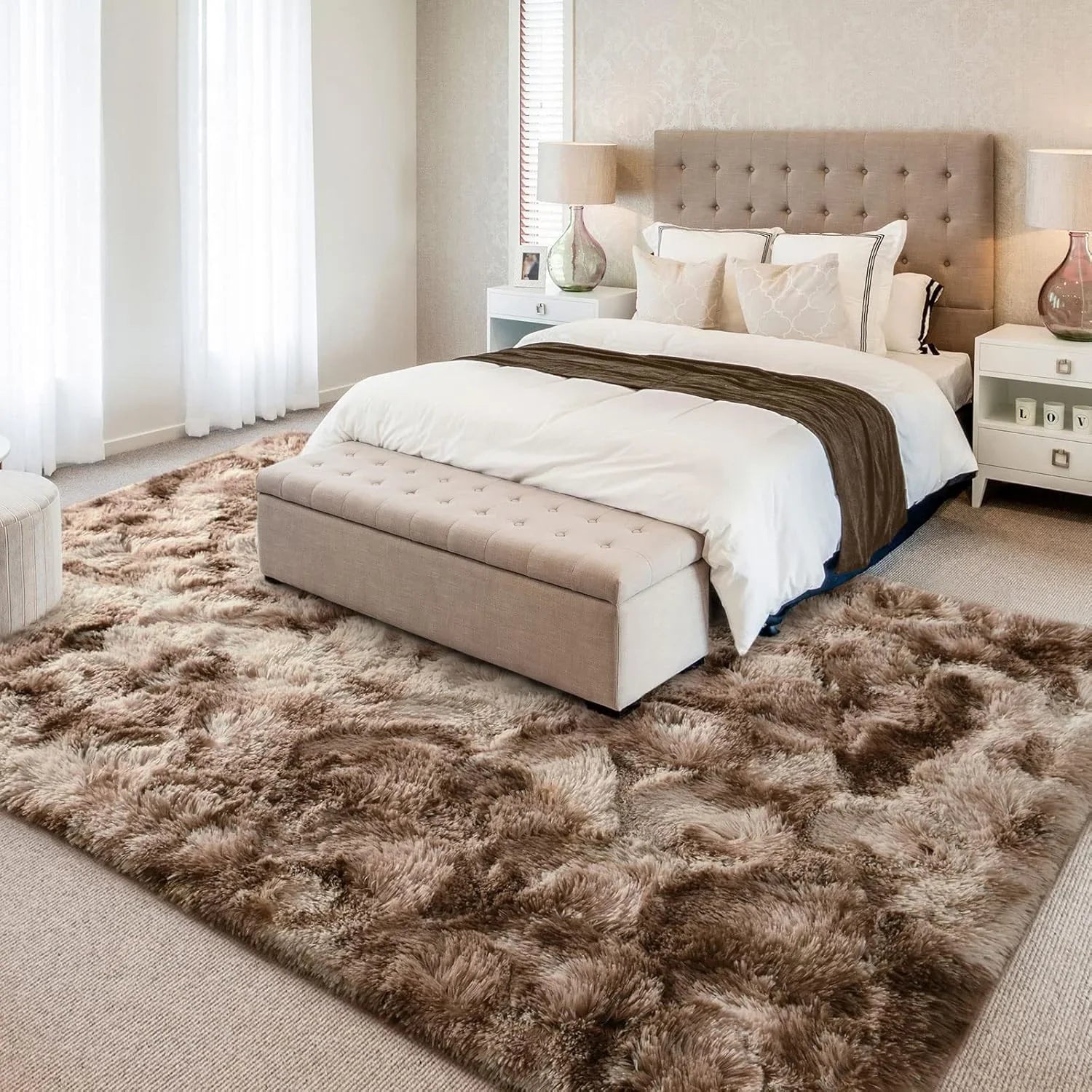 Navak Carpet Exclusive Picks Batik-Teppich, Wohnzimmer-Couchtischkissen, zottelig, waschbar, Schlafzimmer, modern, skandinavisch, weich, gemütlich, Heimdekor-Teppich