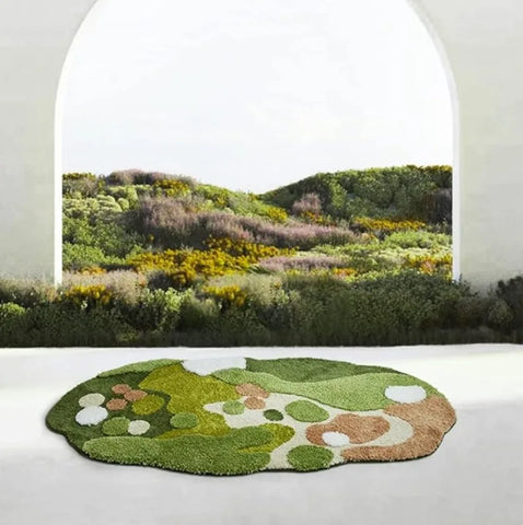 Navak Teppich Moos Teppich 3D Stereo für Wohnzimmer Imitation Kaschmir Grün Teppich Schlafzimmer Nachttisch Bodenmatte Anti-Rutsch Shaggy Teppiche Home Decor