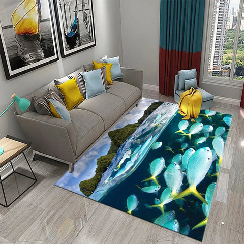 Navak Teppich 3D Hawaiian Meer Ozean Tropische Fische Teppich Wohnzimmer Fisch Tier Muster Kinder Schlafzimmer Weiche Boden Dekor