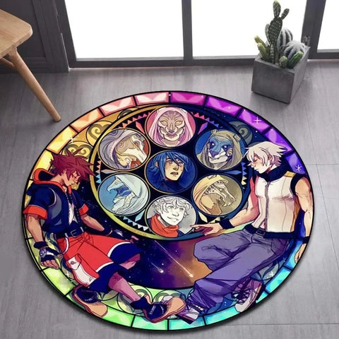 Navak Carpet Daily Picks DISNEY Kingdom Hearts Cartoon-Muster Bereich Teppich Runde Bodenmatte Kind Wohnzimmer Teppich Badezimmer Küche Fußmatte Dekorieren