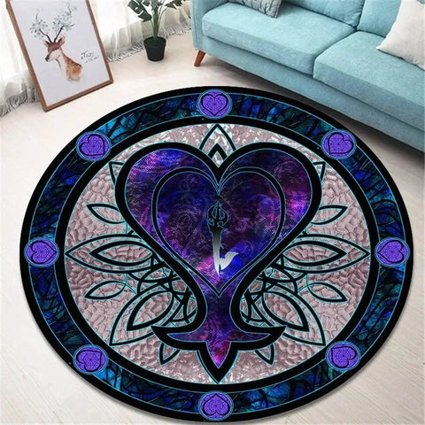 Navak Carpet Daily Picks Kingdom Hearts Cartoon-Teppich, runde Bodenmatte, Wohnzimmerteppich, Badezimmer, Küchenteppich, Fußmatte, rutschfeste Bodenmatte