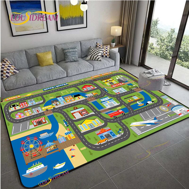 Navak Teppich Alfombra Straßenverkehrsroutenkarte Teppich Wohnzimmer Sofa Couchtisch Schlafzimmer Teppiche Küche Kinderspiel Anti-Rutsch-Bodenmatte Wohnkultur