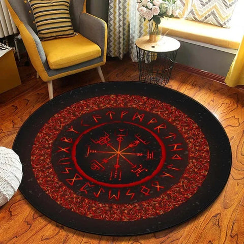 Navak Teppich Weltenbaum, rund, Wikinger-Druck, nordische Mythologie, rund, für Wohnzimmer, Schlafzimmer, Bodenmatte, Spielzimmer