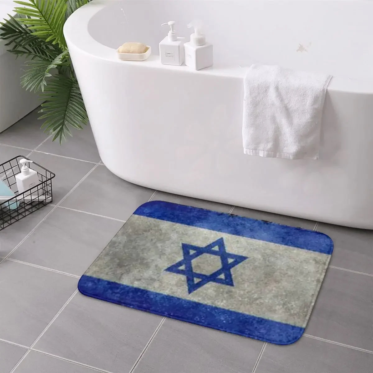 Navak Teppich Israel Flagge Anti-Rutsch-Fußmatte Bodenmatte Sandkratzteppich Teppich für Küche Eingang Zuhause Badezimmer Wohnzimmer Footpad Matten