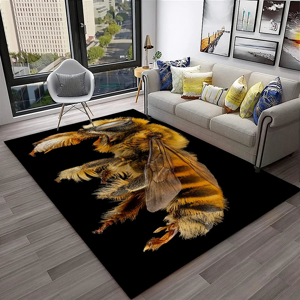 Navak Teppich, süße Biene, Honigbiene, Insekten-Cartoon, 3D-Teppich für Zuhause, Wohnzimmer, Schlafzimmer, Sofa, Fußmatte, Dekor, Kinderbereich, Teppich, rutschfeste Bodenmatte