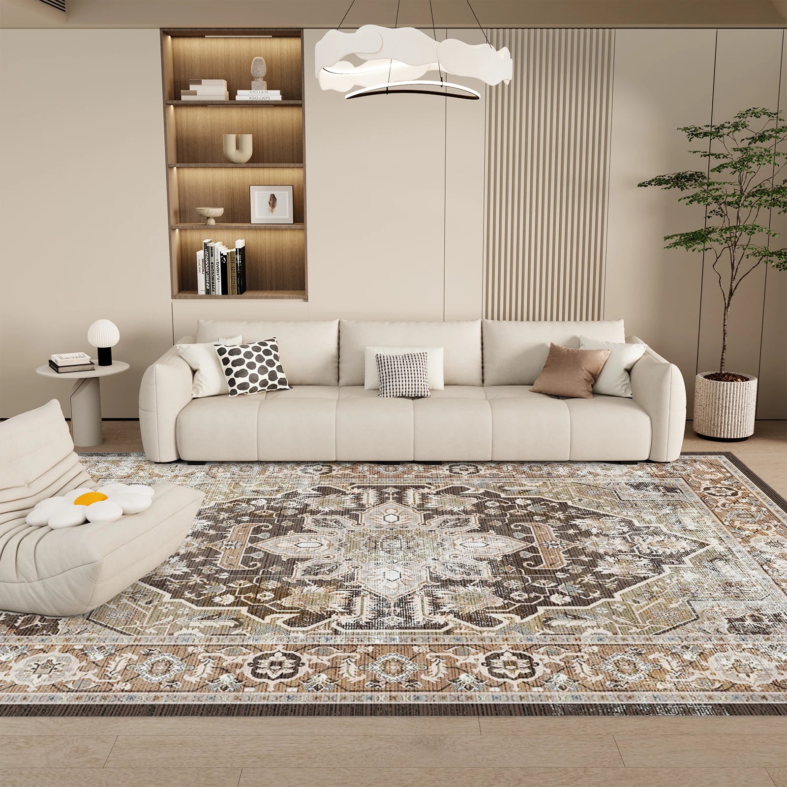 Navak Carpet Orhopui Boho-Teppich, maschinenwaschbarer Outdoor-Camping-Teppich, rutschfester, schmutzabweisender, maschinenwaschbarer Teppich