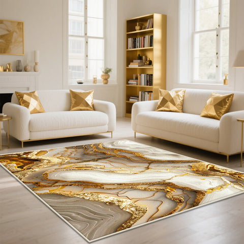 Navak Teppich, goldene abstrakte Marmorstreifen, Teppiche für Wohnzimmer, luxuriöse Schlafzimmerdekoration, große Teppiche, Sofaseite, weiche Lounge-Bodenmatte