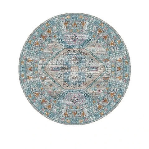 Navak Carpet Exclusive Picks Bohemian Retro Runder Schlingenflor-Teppich – Runder Vintage-Teppich für Couchtisch, Sofa und Schlafzimmer, rutschfest, Heimdeko