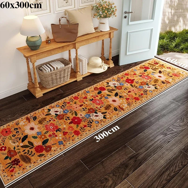 Navak Teppich, Flurteppich, Laufsteg, langer Teppich, maschinenwaschbar, faltbar, rutschfest, Bodenmatte, Frühlingsblumen, Heimdekoration, Teppiche für Wohnzimmer