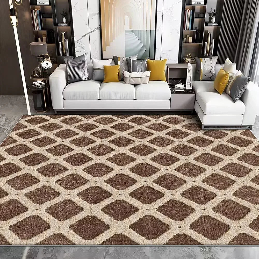 Navak Teppich, moderner Rindsleder-Imitat, luxuriöser Wohnzimmerteppich, Sofa-Teppich, Schlafzimmer, großer dekorativer Teppich, waschbar, Anti-Rutsch-Matte für die Veranda