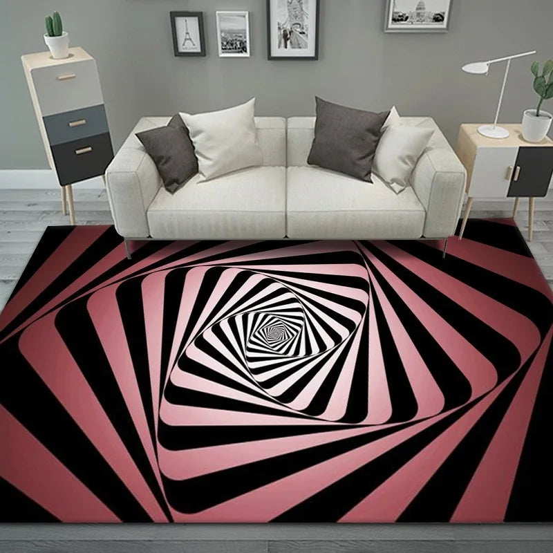 Navak Carpet 3D Vortex Illusion Teppich Eingangstür Bodenmatte Abstrakte geometrische optische Fußmatte Rutschfeste Bodenmatte Wohnzimmer Dekor Teppich