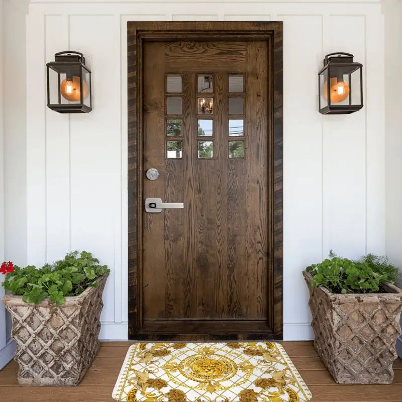 Navak Carpet Luxus Goldener Löwe Europäisches Blumenmuster Vordere Bodentür Eingangsmatten Außen Badezimmer Küche Fußmatte Wohnzimmer Teppich Teppich