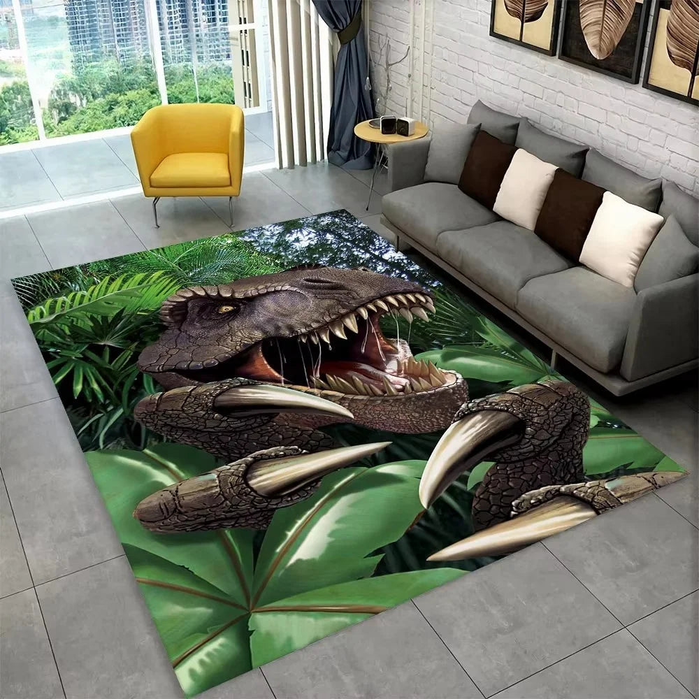 Navak Carpet 3D J-Jurassic Park Dinosaurier-Teppich, großer Teppich, Schlafzimmer, Kinderspielzimmer, Bodenmatte, rutschfest, Wohnzimmer-Dekor, lustiger Sofa-Akzent