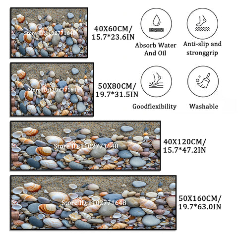 Navak Carpet Hochwertige Fußmatten, saugfähig, rutschfest, für Küche, Eingang, Fußmatte, Kieselstein-Teppich, Teppich, wasserdicht, waschbar, für Wohnzimmer, Steine, Matte