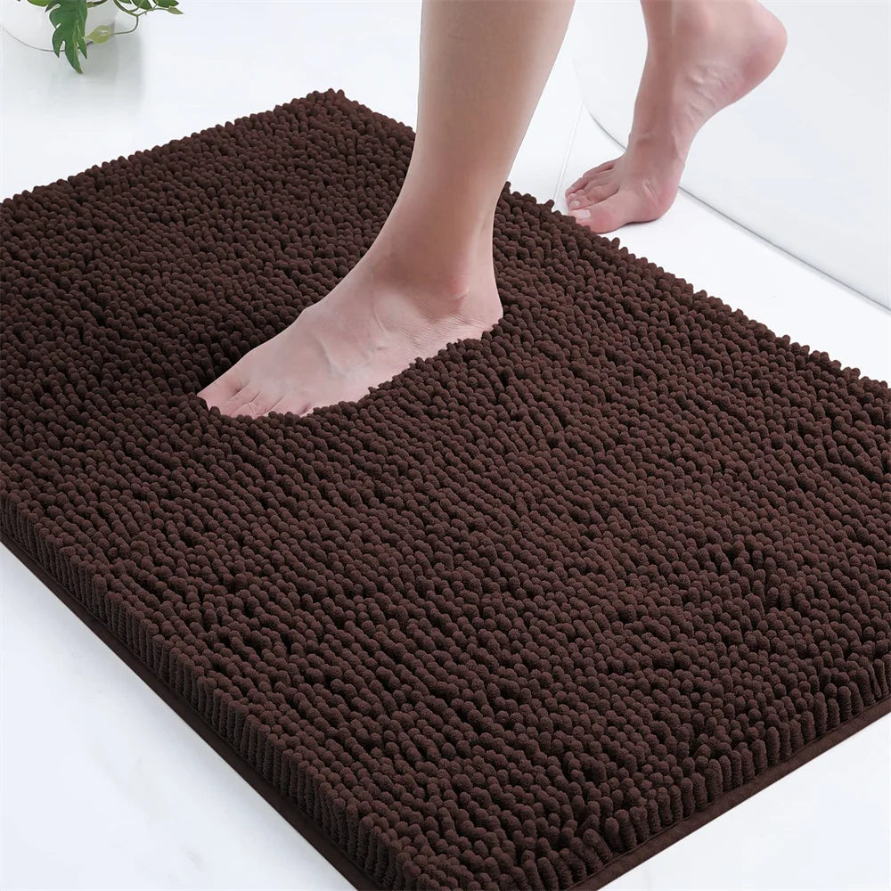 Navak Carpet Olanly Chenille-Badezimmerteppich, extra weich, zottelige Badematte, rutschfeste Badezimmer-Bodenmatte, wasserabsorbierende Plüsch-Mikrofaser-Teppiche für die Dusche