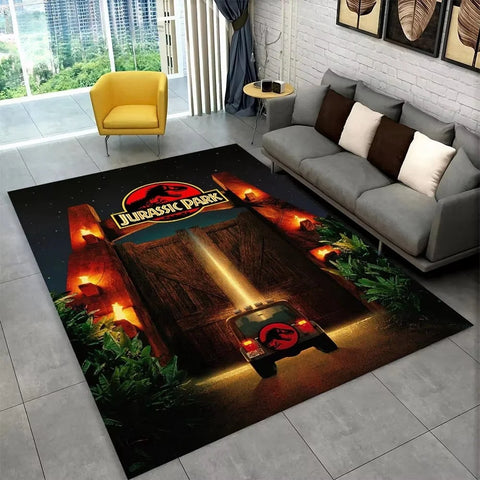 Navak Carpet 3D J-Jurassic Park Dinosaurier-Teppich, großer Teppich, Schlafzimmer, Kinderspielzimmer, Bodenmatte, rutschfest, Wohnzimmer-Dekor, lustiger Sofa-Akzent