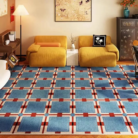 Navak Carpet Retro-Luxus-Teppiche für Schlafzimmer, dicker Plüsch-Nachttischvorleger, große Fläche, Wohnzimmerdekoration, Schachbrett-Teppich, Zuhause, flauschige, weiche Matte