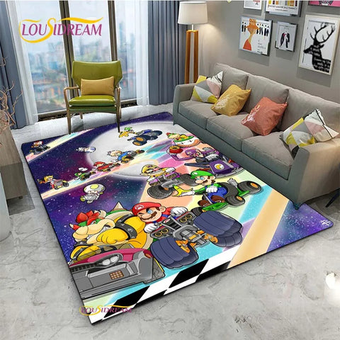 Navak Teppich Mario Cartoon Anime Teppich für Wohnzimmer Schlafzimmer Niedliche Teppiche Tisch Küchentür Kinder Rutschfeste Fußmatten Alfombra Geburtstagsgeschenk