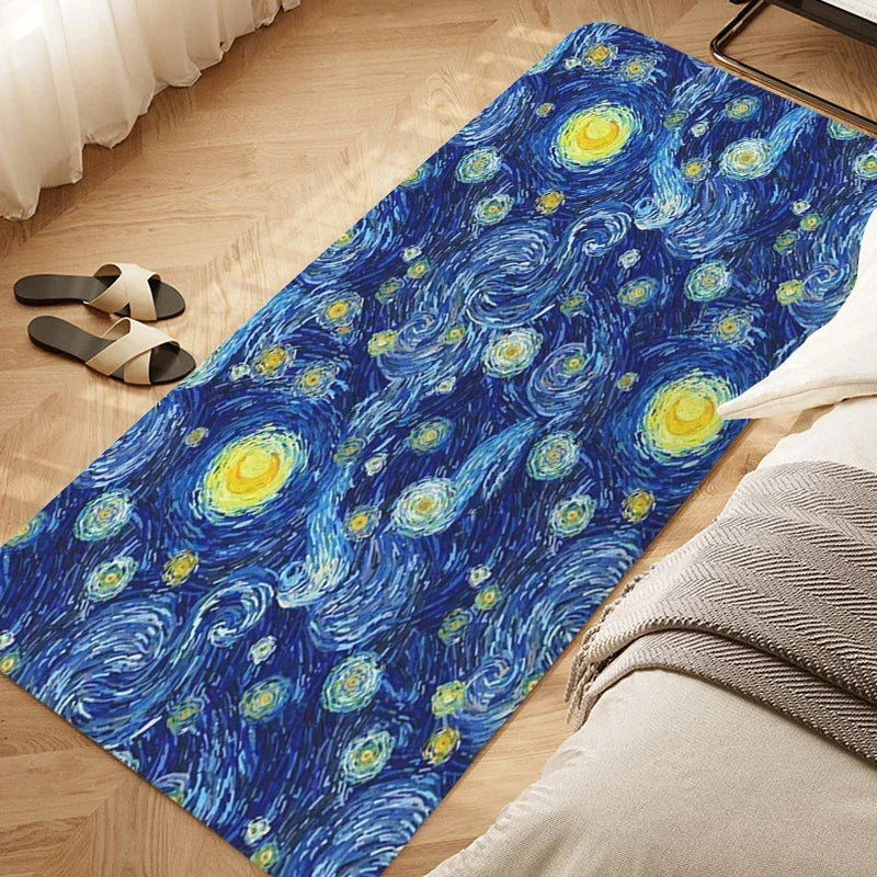 Navak Teppich Schlafzimmerteppich D-Van D-Gogh Kunstteppich für Küche Wohnzimmer Bad Flur Fußmatte Rutschfeste individuelle Fußmatte Eingangstür