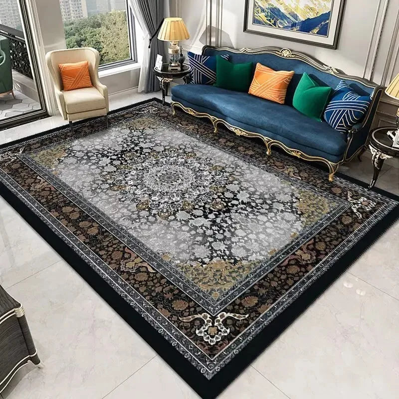 Navak Teppich Persischer Retro-Teppich Wohnzimmer Leichte Luxusdekoration Schlafzimmer Nachttisch Große Teppiche Lobby Couchtisch rutschfeste fusselfreie Matten