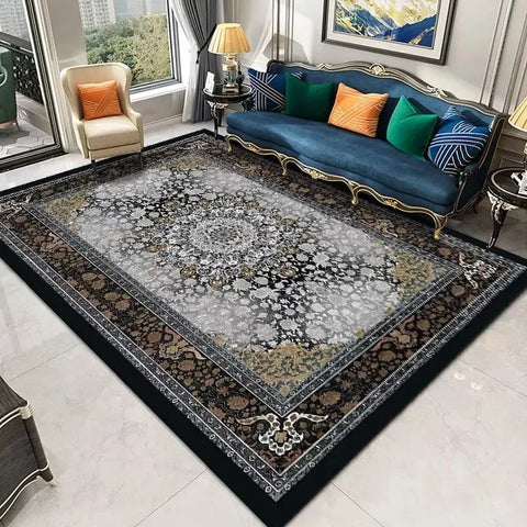 Navak Teppich Persischer Retro-Teppich Wohnzimmer Leichte Luxusdekoration Schlafzimmer Nachttisch Große Teppiche Lobby Couchtisch rutschfeste fusselfreie Matten