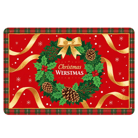 Navak Carpet Exclusive Picks Luxuriöser rot-grüner Flanell-Weihnachtsgeschenk-Teppich, rutschfest, sicher, weich, Feiertags-Bodenmatte, Dekoration, weich, bequem zum Stehen
