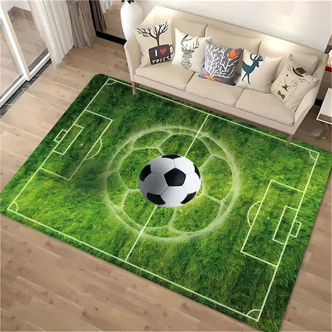 Navak Teppich, Ballsport-Thementeppich, Cartoon-Fußball-Bodenmatte für Kinderzimmer, Schlafzimmer-Dekoration, Fußball, große Flächenteppiche, Zuhause, Wohnzimmer, Flurteppich