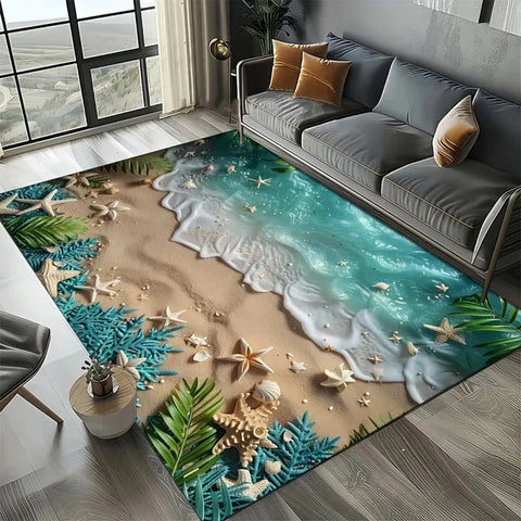 Navak Carpet 3D-Strandmuschel-Teppich für Kinderspielbereich und Schlafzimmer, rutschfestes Dekor